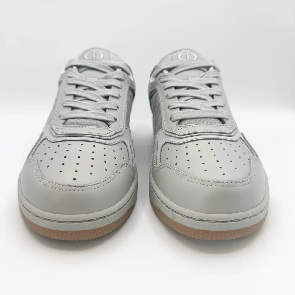 NEW Men Dior Grey B27 Low Top CD Diamond Logo Sneakers Trainers Lace Up Shoes